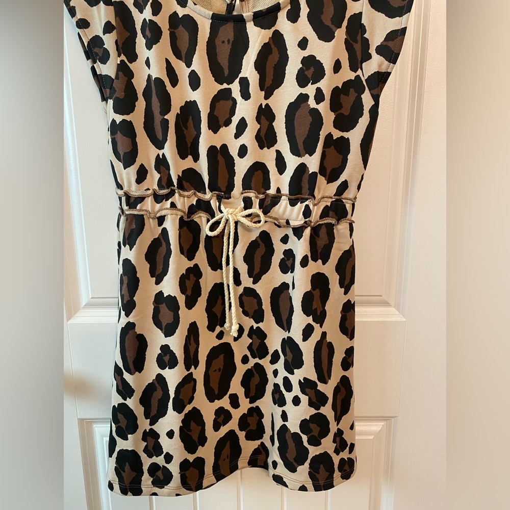 Hayden Girls Leopard Print Dress with Drawstring Waist Large